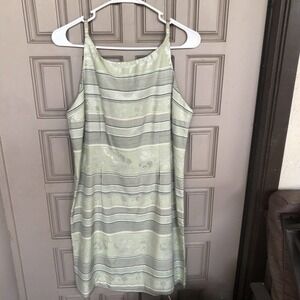 Jodi Michaels Dress Sz13/14 Rayon Poly Straps Fitted Soft Stripes Pre-Owned